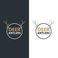 Deer Antlers Logo Design Hunter Antlers Forest Animal Symbol Illustration vector
