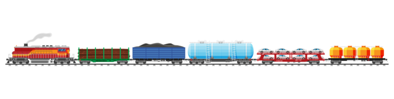 Set of train cargo wagons, cisterns, tanks, cars png