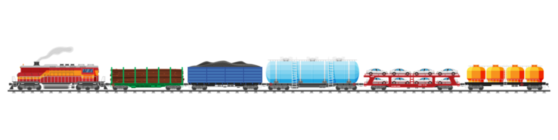 reeks van trein lading wagens, reservoirs, tanks, auto's png