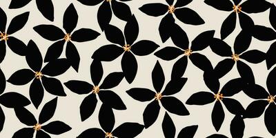 Flower seamless background. Minimalistic abstract floral pattern. Modern print in black and white background. Ideal for textile design, wallpaper, covers, cards, invitations and posters. vector