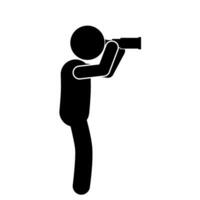 vector illustration of a man scouting with binoculars, stick man, stick figure, pictogram