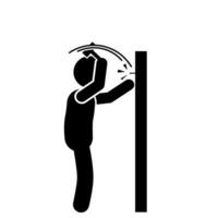 vector illustration of a man nailing a wall