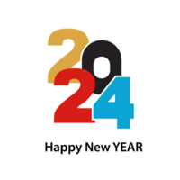 contento nuovo anno 2024 design. con colorato troncato numero illustrazioni. premio vettore design per manifesto, striscione, saluto e nuovo anno 2024 celebrazione. png