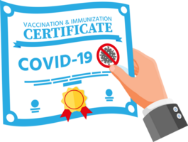 covid-19 vaccination pass i hand. png