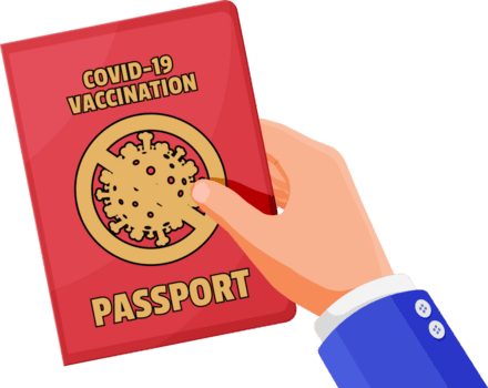 covid-19 Impfung Reisepass im Hand. png