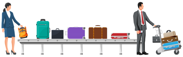 Airport Security Scanner. Conveyor With Luggage png