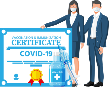 Menschen hinter covid-19 Impfung Reisepass. png
