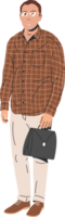 Happy Man in Casual Clothes with Briefcase png