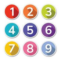 Set of nine colorful numbers icons on a white background. Vector illustration