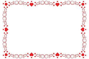 Heart Swirl Romantic Love ornaments isolated border layout, red hearts ornate award frame border, Valentines Day Card Border Square frame design, decorative heart rectangle frame vector element