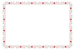Heart Swirl Romantic Love ornaments isolated border layout, red hearts ornate award frame border, Valentines Day Card Border Square frame design, decorative heart rectangle frame vector element