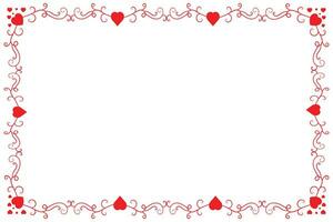 Heart Swirl Romantic Love ornaments isolated border layout, red hearts ornate award frame border, Valentines Day Card Border Square frame design, decorative heart rectangle frame vector element