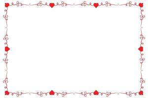Heart Swirl Romantic Love ornaments isolated border layout, red hearts ornate award frame border, Valentines Day Card Border Square frame design, decorative heart rectangle frame vector element