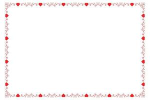 Heart Swirl Romantic Love ornaments isolated border layout, red hearts ornate award frame border, Valentines Day Card Border Square frame design, decorative heart rectangle frame vector element