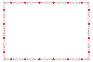 Heart Swirl Romantic Love ornaments isolated border layout, red hearts ornate award frame border, Valentines Day Card Border Square frame design, decorative heart rectangle frame vector element