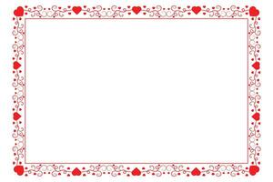 Heart Swirl Romantic Love ornaments isolated border layout, red hearts ornate award frame border, Valentines Day Card Border Square frame design, decorative heart rectangle frame vector element
