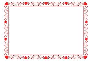 Heart Swirl Romantic Love ornaments isolated border layout, red hearts ornate award frame border, Valentines Day Card Border Square frame design, decorative heart rectangle frame vector element