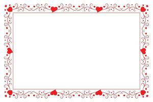 Heart Swirl Romantic Love ornaments isolated border layout, red hearts ornate award frame border, Valentines Day Card Border Square frame design, decorative heart rectangle frame vector element