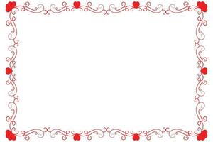 Heart Swirl Romantic Love ornaments isolated border layout, red hearts ornate award frame border, Valentines Day Card Border Square frame design, decorative heart rectangle frame vector element