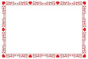 Heart Swirl Romantic Love ornaments isolated border layout, red hearts ornate award frame border, Valentines Day Card Border Square frame design, decorative heart rectangle frame vector element