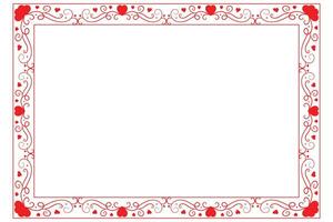 Heart Swirl Romantic Love ornaments isolated border layout, red hearts ornate award frame border, Valentines Day Card Border Square frame design, decorative heart rectangle frame vector element