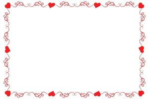 Heart Swirl Romantic Love ornaments isolated border layout, red hearts ornate award frame border, Valentines Day Card Border Square frame design, decorative heart rectangle frame vector element