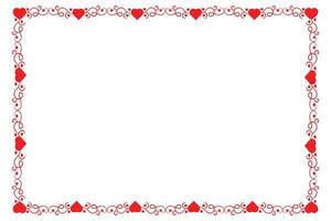 Heart Swirl Romantic Love ornaments isolated border layout, red hearts ornate award frame border, Valentines Day Card Border Square frame design, decorative heart rectangle frame vector element