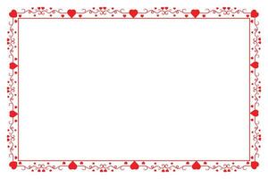 Heart Swirl Romantic Love ornaments isolated border layout, red hearts ornate award frame border, Valentines Day Card Border Square frame design, decorative heart rectangle frame vector element