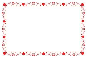 Heart Swirl Romantic Love ornaments isolated border layout, red hearts ornate award frame border, Valentines Day Card Border Square frame design, decorative heart rectangle frame vector element