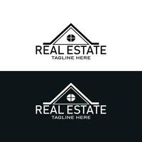 mínimo real inmuebles negro y blanco alojamiento logotipos real inmuebles desarrollo empresa logotipo vector