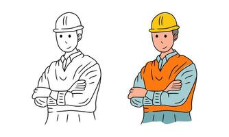 line art illustration of an constructor engineering vector