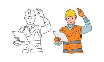 line art illustration of an constructor engineering vector