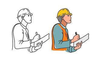 line art illustration of an constructor engineering vector