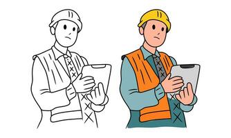line art illustration of an constructor engineering vector