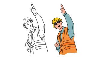 line art illustration of an constructor engineering vector