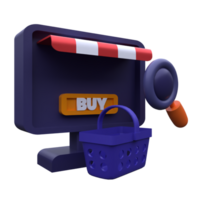 unique 3d render search online shopping icon illustration.Realistic vector illustration. png