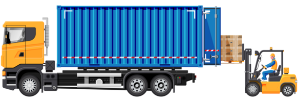 Gabelstapler Wird geladen Palette Kisten in LKW LKW png