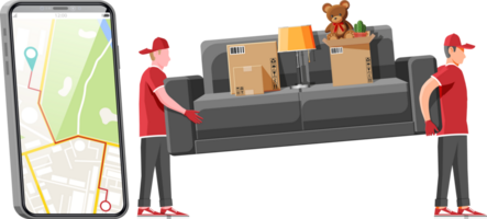 Delivery character man movers carry sofa png