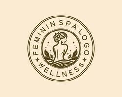 luxury feminine spa logo. This wellness inspired design exudes sophistication and tranquility, making it the perfect symbol for beauty, relaxation, and holistic well being. vector