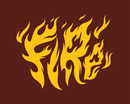 Captivate attention with this dynamic fire text illustration in vector format.