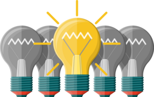 Bright light idea bulb. Uniqueness, individuality png