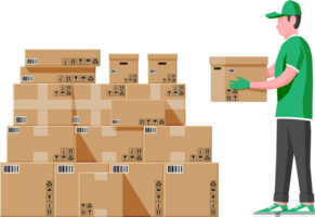 Cardboard boxes pile and mover png