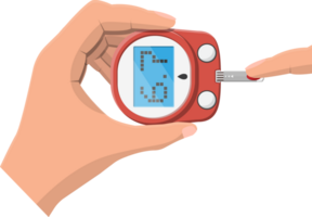 Testing blood glucose concept. Glucometer png