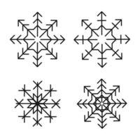 Abstract star snowflake pattern set isolated flat design vector illustration.