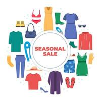 Super Sale clothing and accessories banner. Sale poster. End of the season, special offer. Vector illustration.