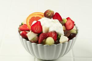 Delicious Fresh Fruit Salad with Greek Yoghurt photo