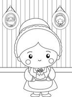 Christmas Family Grandmother Woman Character Cartoon Coloring Activity Holiday for Kids and Adult vector