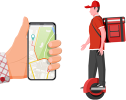 smartphone met app en Mens rijden monowiel png