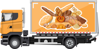 Truck car full of bread products. png