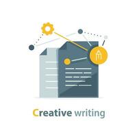 creativo escritura, resumen lectura, breve informe, asignación concepto, contrato condiciones y condiciones, educación prueba, examen preparación vector